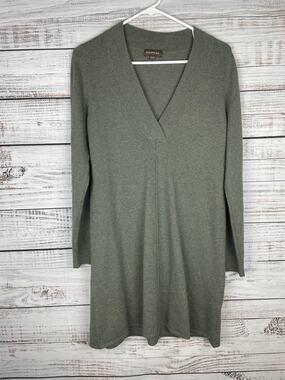 Repeat Wool Cashmere Long Sleeve Green Sweater Dress XS Cozy Warm Minimalist